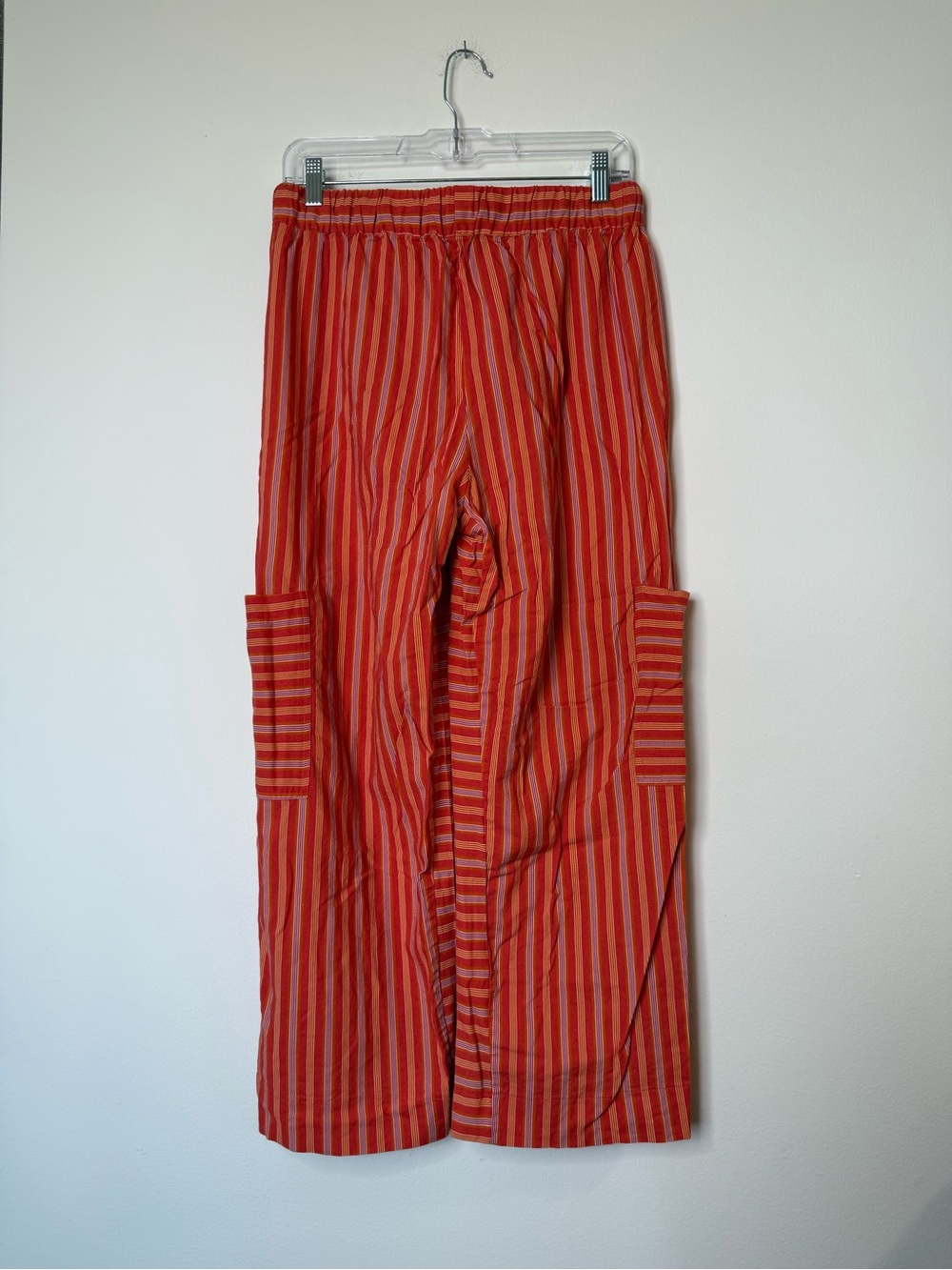 Wide-Leg Striped Drawstring Pants - Red/Orange | Free People Style - Picture 3 of 7